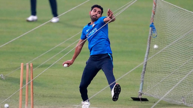 Deepak Chahar will miss the T20I series against Sri Lanka with a hamstring injury (AP Photo)